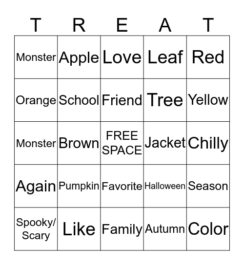 ASL Fall Social Candy Corn Bingo Card