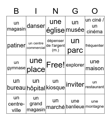Unité 4 A Bingo Card