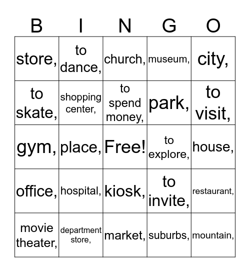 Unité 4 A Bingo Card