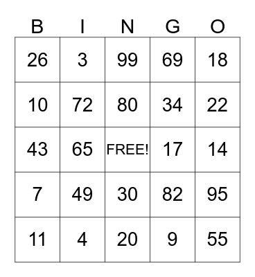 Amat's Family Bingo Card