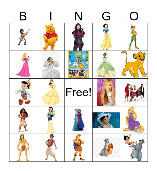 Disney Movie Bingo Bingo Card