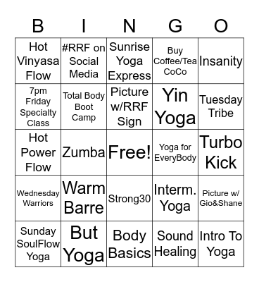 Rock River Fitness Bingo (Name)_______________ Bingo Card