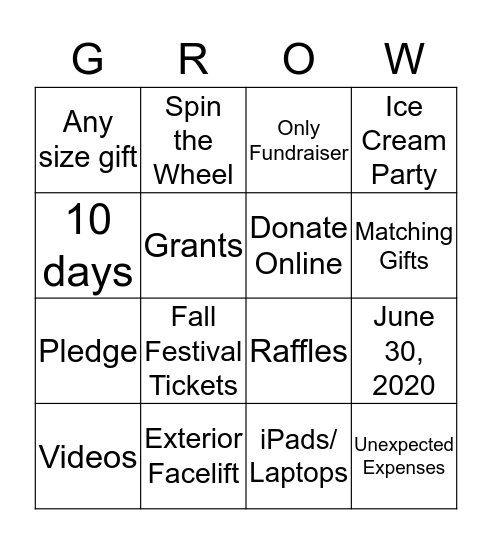 Annual Fund Bingo Card