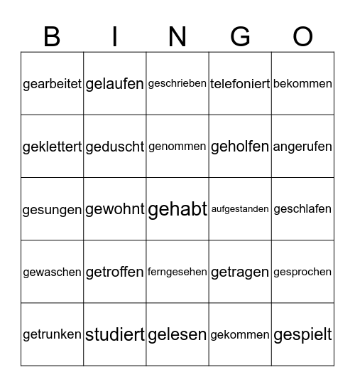 Perfekt Bingo Card