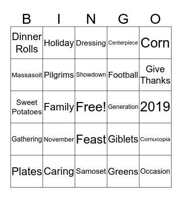 Thanksgiving Bingo Card