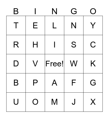 PPA ABC BINGO Card