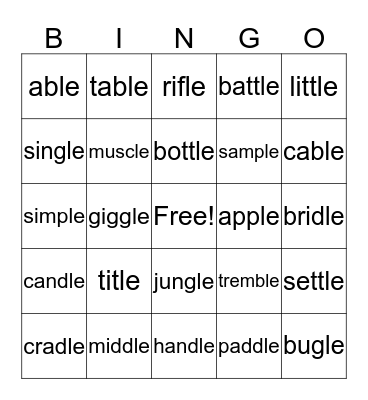 Alan's Word Sort 29 Bingo Card