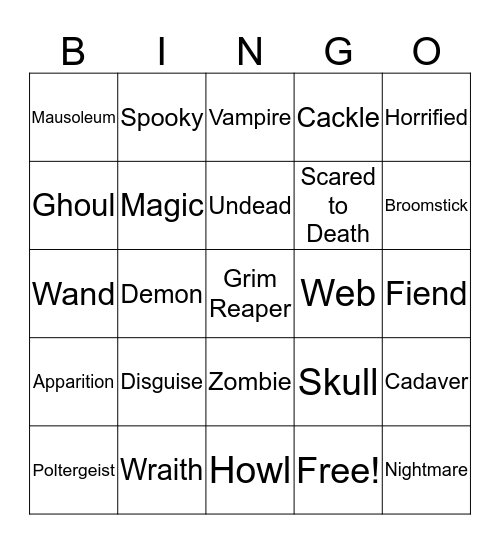 Halloween Bingo Card
