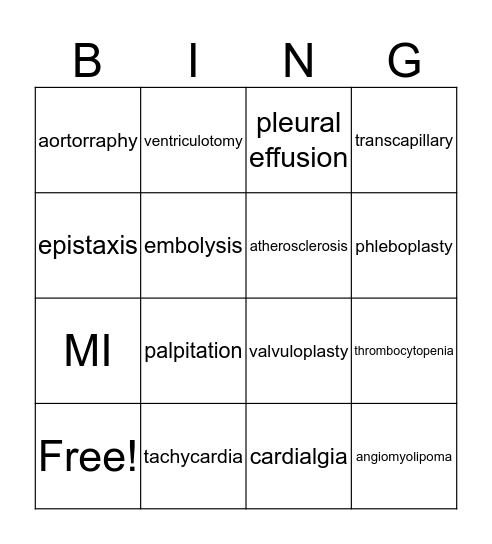 Ch 8  Bingo Card