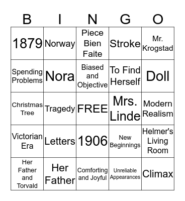 A Doll's House Bingo Card