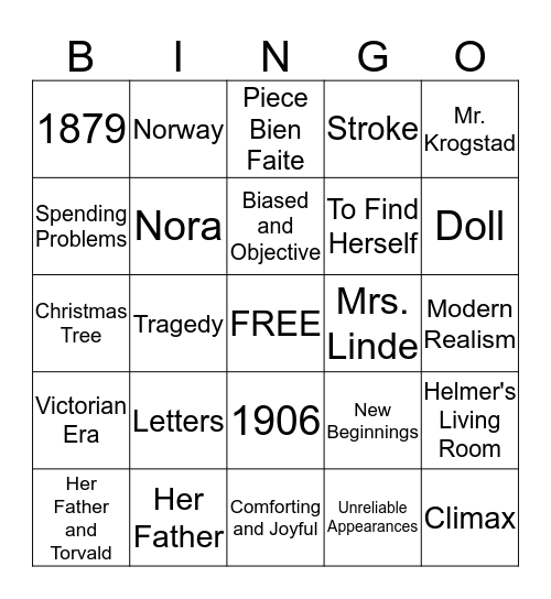 A Doll's House Bingo Card