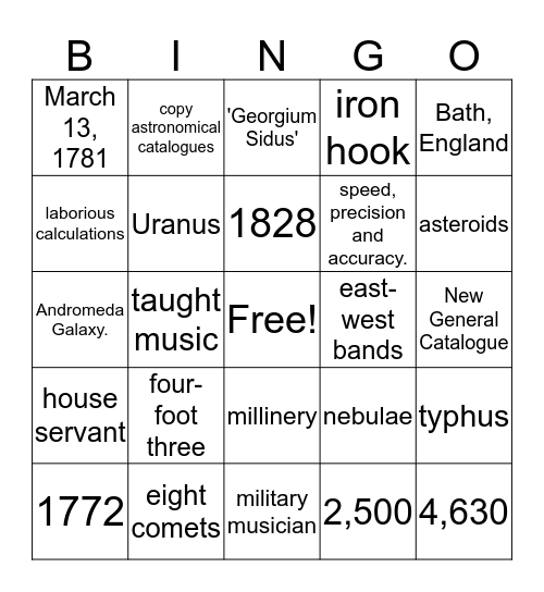 Hershel Bingo Card