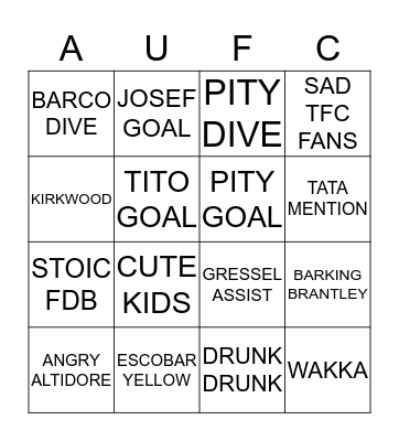 AUFC Bingo Card
