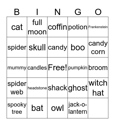 Halloween  Bingo Card