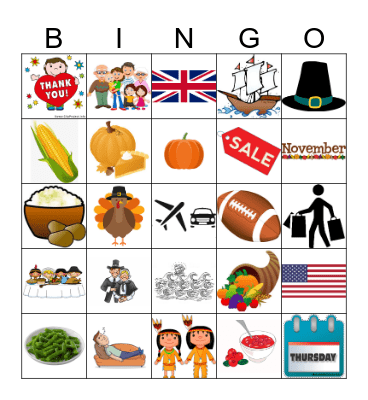 Thanksgiving Bingo Card