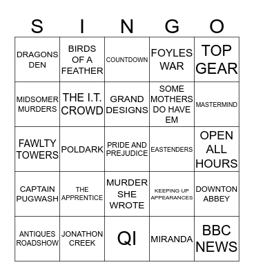441 ENGLISH TV THEMES Bingo Card
