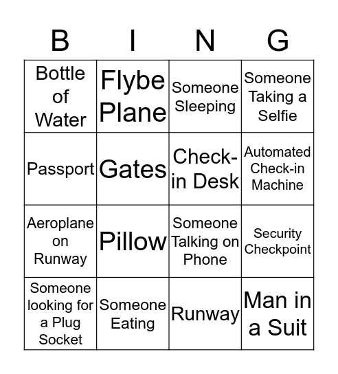 Strickland Family Airport Bingo Card