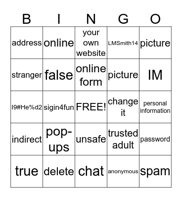 safty on line Bingo Card