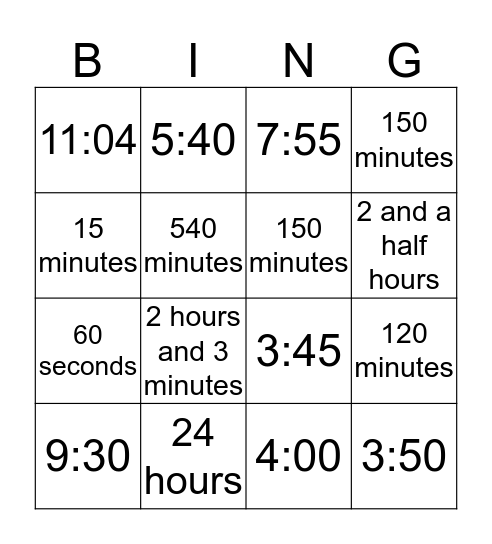 Time to BINGO! Bingo Card