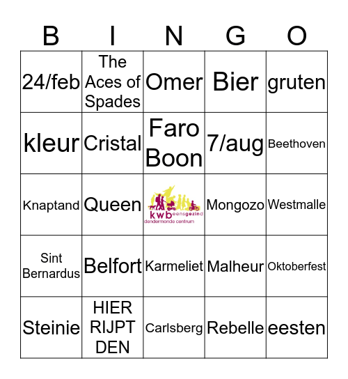 Bier & Muziek 13 december Bingo Card