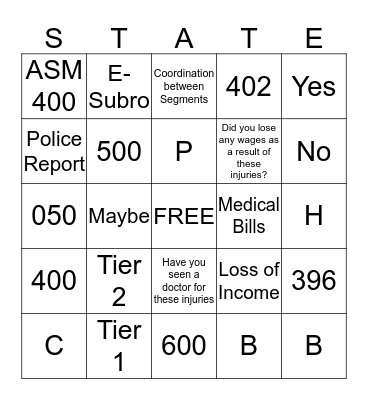PIP/MPC Bingo  Bingo Card