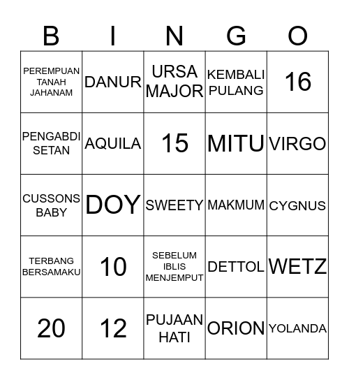 BISMILLAH MENANG DEMI NAMA ALLAH AKU BERDOA Bingo Card