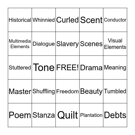 Vocabulary Bingo Card