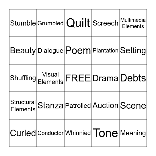 Vocabulary Bingo Card