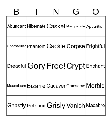 Halloween BINGO Card