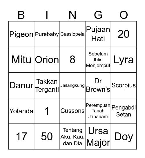 Aul Bingo Card