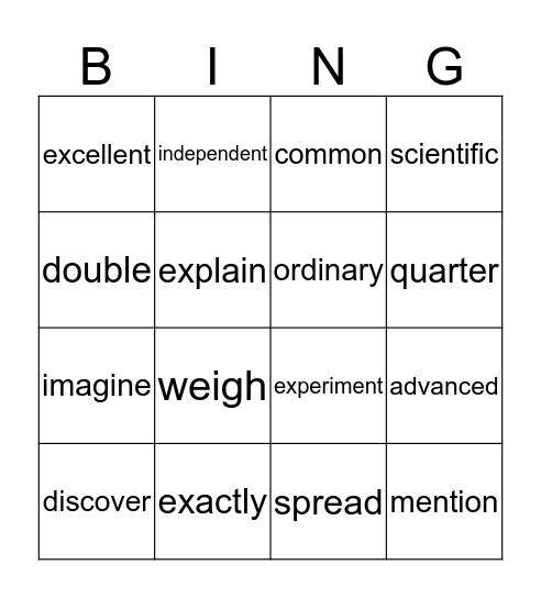 Unit 1-A (ENGU 120) Bingo Card