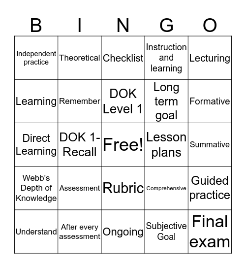 CPAS BINGO TEACHER ACADEMY Bingo Card