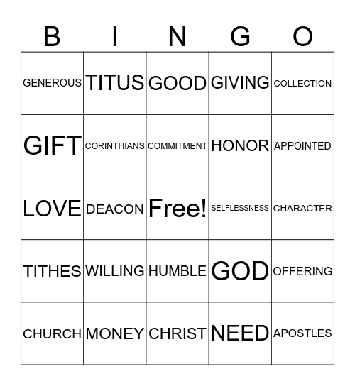 GIVING  Bingo Card