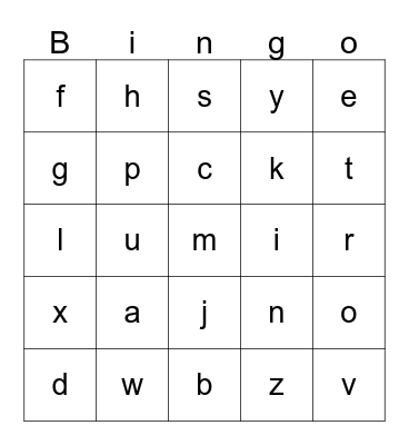 ABC Bingo Card