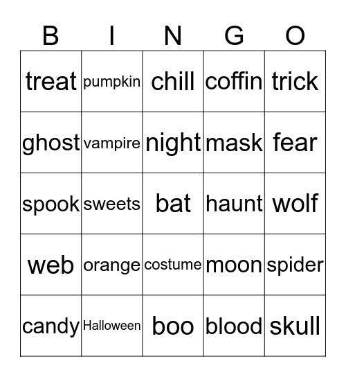 Halloweengo Bingo Card
