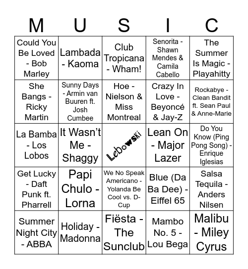 301 Bingo Card