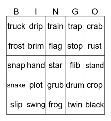 Blends Bingo Card