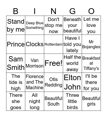 Musical Bingo - Round 1 Bingo Card