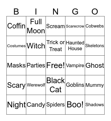 Halloween Bingo! Bingo Card
