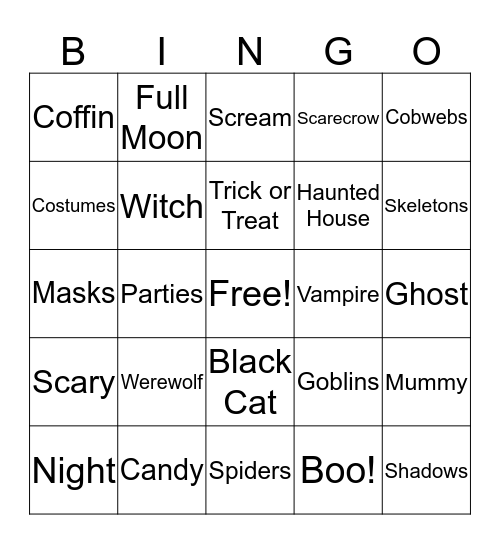 Halloween Bingo! Bingo Card