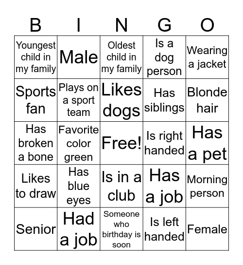 ICE BREAKER BINGO  Bingo Card