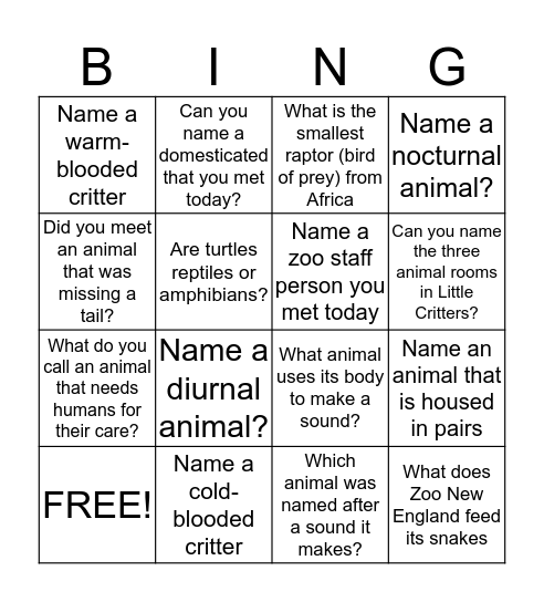 Little Critters meet some Rookies and Beasts! Bingo Card