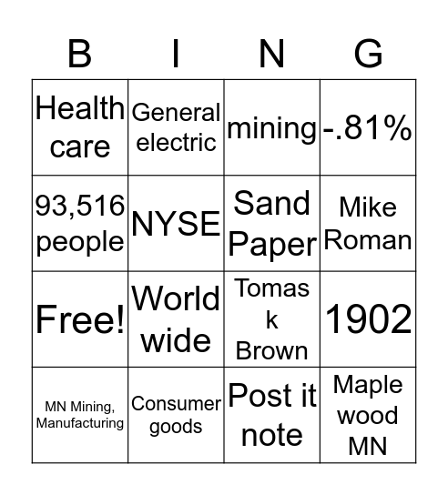 3m Bingo Card