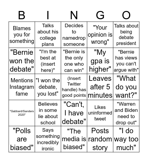 Varnum Bingo Card