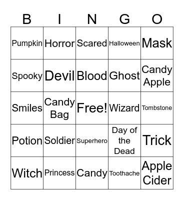 Halloween Bingo Card