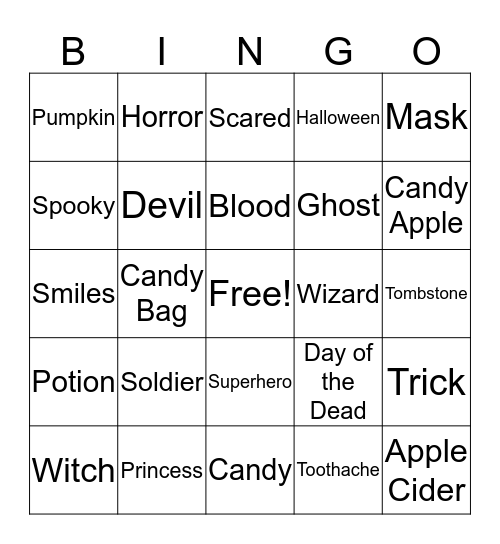 Halloween Bingo Card