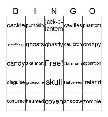Halloween Bingo Card