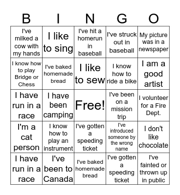 Belcaro Bingo Card