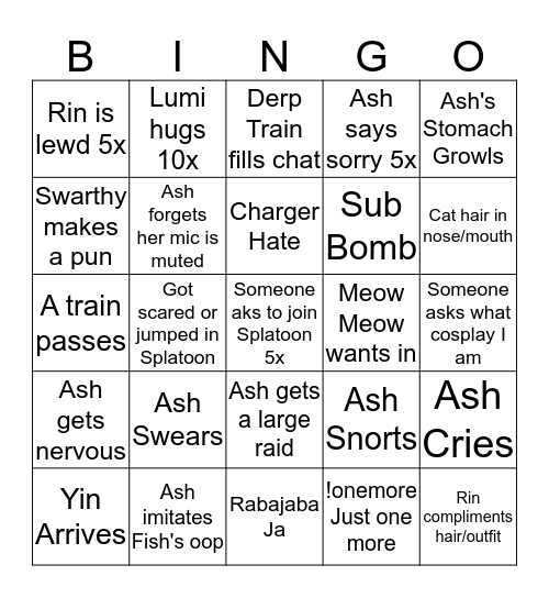 ASH BINGO Card