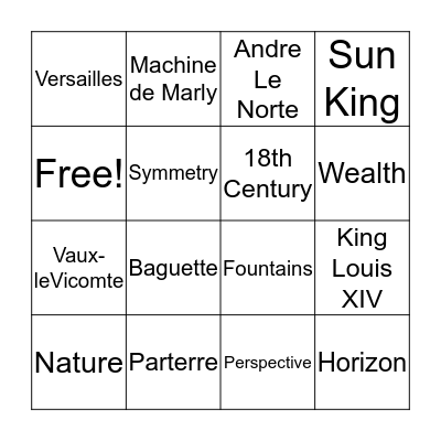 France- Landscaping Bingo Card